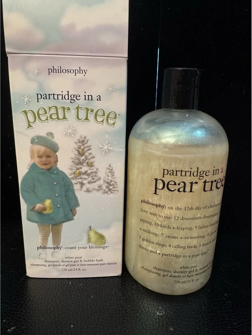 Philosophy Partridge In Pear Tree Holiday Shampoo ShowerGel Bubble Bath 24oz NIB